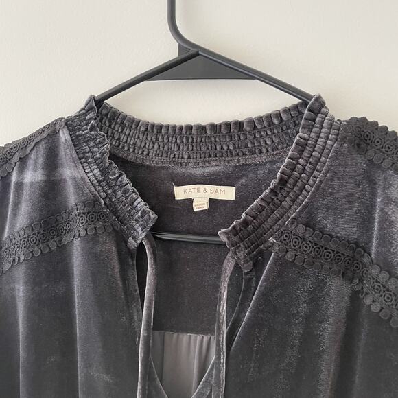 Silver Gray Velvet Maxi Dress Vamp Whimsigoth Witchy Boho Gothic Cottagecore L - Picture 6 of 11